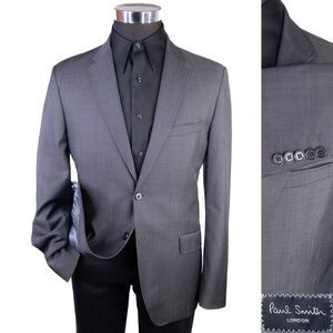 Paul Smith The Abbey Sport Coat Suit Jacket Solid Gray Sz 40R Two Button EUC